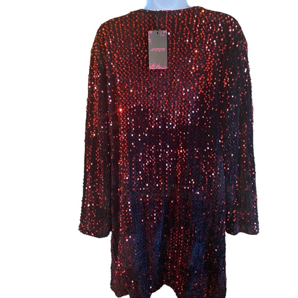 Aienijiu Women's Black & Red Sequin Dress-Size 2XL/NWOT - Picture 2 of 3